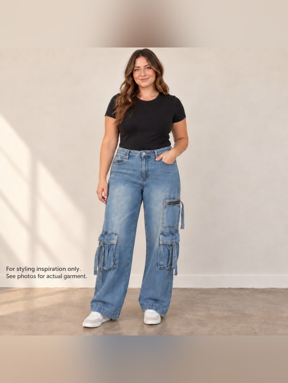 Wild Fable Light Wash Cargo Wide Leg Jeans Size 10 Regular Y2K